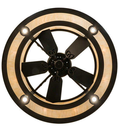 Meyda Lighting "T Mission" 45" 8-Light Oil Rubbed Bronze Chandelier With Sahara Taupe Idalight Shade Glass and Fan