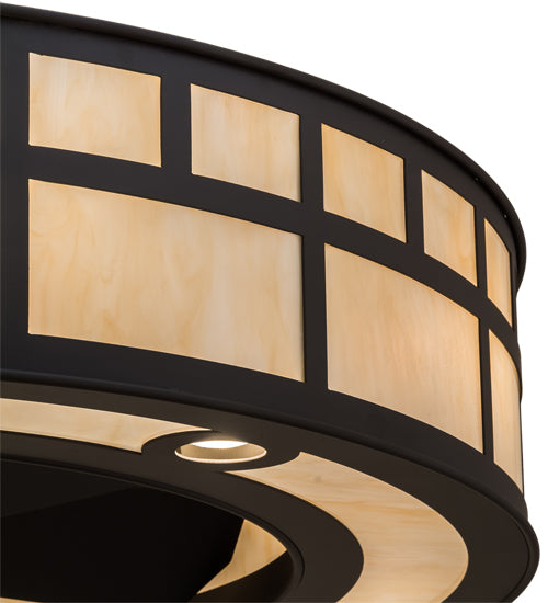 Meyda Lighting "T Mission" 45" 8-Light Oil Rubbed Bronze Chandelier With Sahara Taupe Idalight Shade Glass and Fan