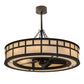 Meyda Lighting "T Mission" 45" 8-Light Oil Rubbed Bronze Chandelier With Sahara Taupe Idalight Shade Glass and Fan