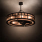 Meyda Lighting "T Mission" 45" 8-Light Timeless Bronze Chandelier With Silver Mica Shade Glass and Fan