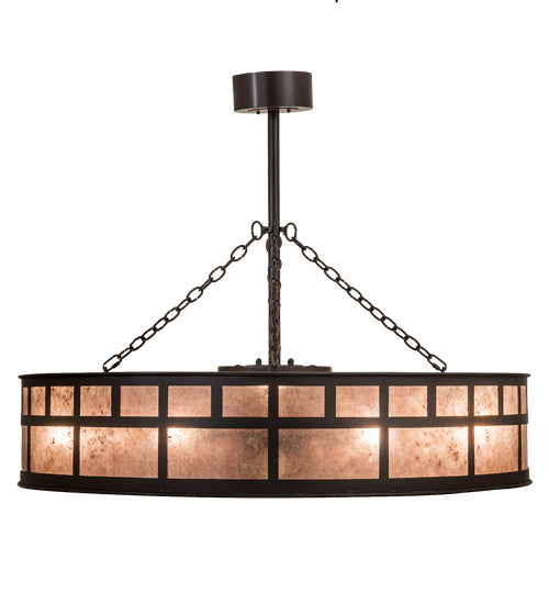 Meyda Lighting "T Mission" 45" 8-Light Timeless Bronze Chandelier With Silver Mica Shade Glass and Fan