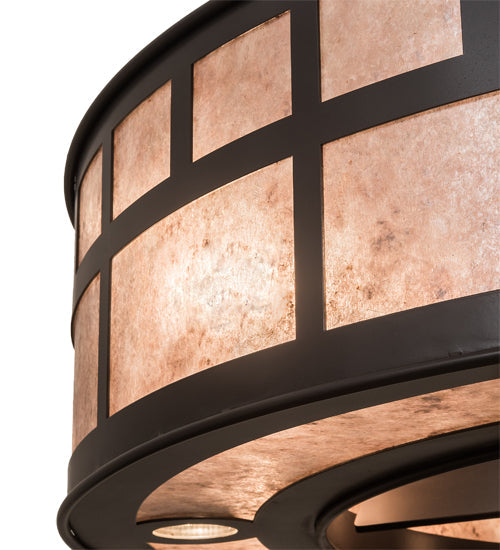 Meyda Lighting "T Mission" 45" 8-Light Timeless Bronze Chandelier With Silver Mica Shade Glass and Fan