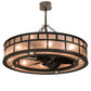 Meyda Lighting "T Mission" 45" 8-Light Timeless Bronze Chandelier With Silver Mica Shade Glass and Fan