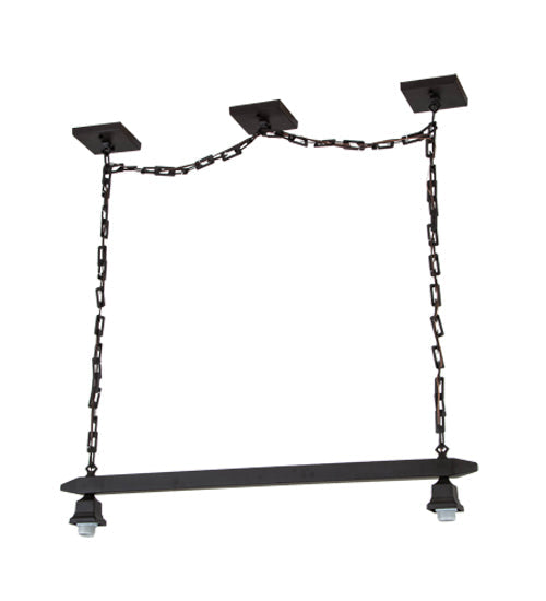 Meyda Lighting T Mission 46" 2-Light Oil Rubbed Bronze Island Pendant Light With Beige Art & Root Beer Shade Glass