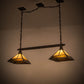 Meyda Lighting T Mission 46" 2-Light Oil Rubbed Bronze Island Pendant Light With Beige Art & Root Beer Shade Glass