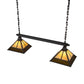 Meyda Lighting T Mission 46" 2-Light Oil Rubbed Bronze Island Pendant Light With Beige Art & Root Beer Shade Glass