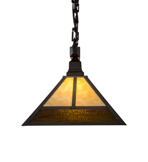 Meyda Lighting T Mission 46" 2-Light Oil Rubbed Bronze Island Pendant Light With Beige Art & Root Beer Shade Glass