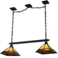 Meyda Lighting T Mission 46" 2-Light Oil Rubbed Bronze Island Pendant Light With Beige Art & Root Beer Shade Glass