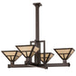 Meyda Lighting T Mission 47" 4-Light Timeless Bronze Inverted Pendant Light With Beige Sahara Taupe Idalight Shade Glass