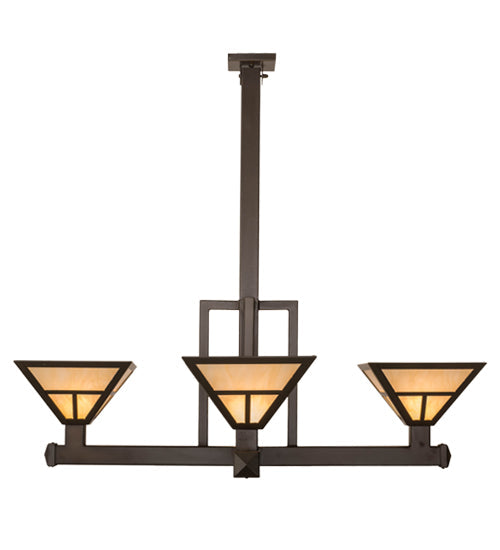 Meyda Lighting T Mission 47" 4-Light Timeless Bronze Inverted Pendant Light With Beige Sahara Taupe Idalight Shade Glass