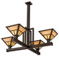 Meyda Lighting T Mission 47" 4-Light Timeless Bronze Inverted Pendant Light With Beige Sahara Taupe Idalight Shade Glass