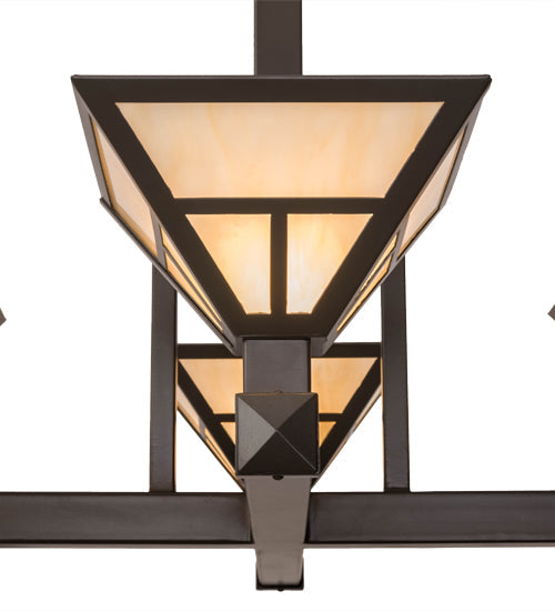 Meyda Lighting T Mission 47" 4-Light Timeless Bronze Inverted Pendant Light With Beige Sahara Taupe Idalight Shade Glass