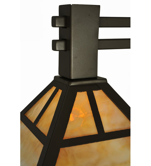Meyda Lighting T Mission 48" 3-Light Timeless Bronze Island Pendant Light With Beige Art Shade Glass