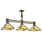 Meyda Lighting T Mission 48" 3-Light Timeless Bronze Island Pendant Light With Beige Art Shade Glass