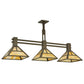 Meyda Lighting T Mission 48" 3-Light Timeless Bronze Island Pendant Light With Beige Art Shade Glass