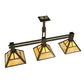 Meyda Lighting T Mission 48" 3-Light Timeless Bronze Island Pendant Light With Beige Art Shade Glass