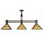 Meyda Lighting T Mission 48" 3-Light Timeless Bronze Island Pendant Light With Beige Art Shade Glass