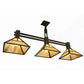 Meyda Lighting T Mission 48" 3-Light Timeless Bronze Island Pendant Light With Beige Art Shade Glass