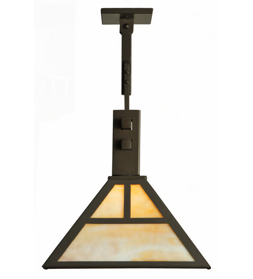 Meyda Lighting T Mission 48" 3-Light Timeless Bronze Island Pendant Light With Beige Art Shade Glass