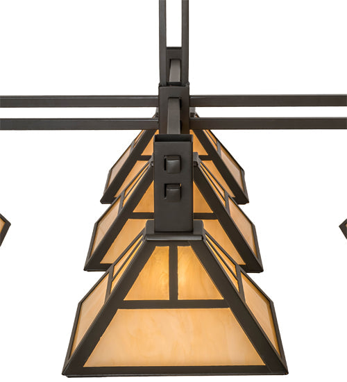 Meyda Lighting "T Mission" 48" 5-Light Timeless Bronze Island Pendant Light With Beige Sahara Taupe Idalight Shade Glass