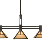 Meyda Lighting "T Mission" 48" 5-Light Timeless Bronze Island Pendant Light With Beige Sahara Taupe Idalight Shade Glass
