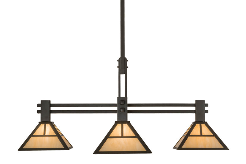 Meyda Lighting "T Mission" 48" 5-Light Timeless Bronze Island Pendant Light With Beige Sahara Taupe Idalight Shade Glass