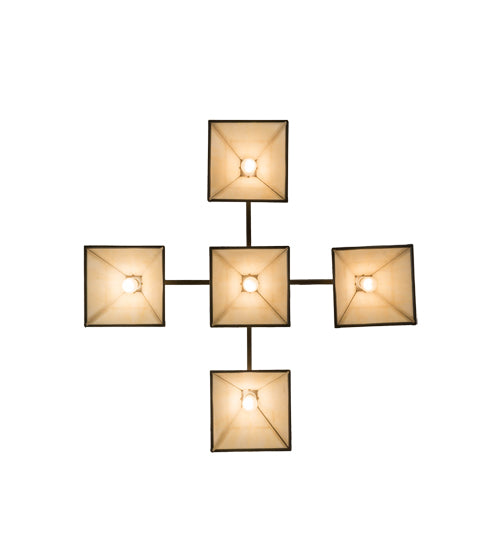 Meyda Lighting "T Mission" 48" 5-Light Timeless Bronze Island Pendant Light With Beige Sahara Taupe Idalight Shade Glass