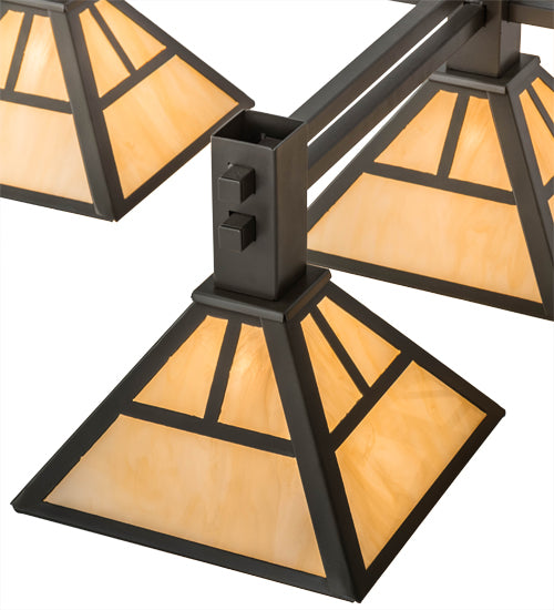Meyda Lighting "T Mission" 48" 5-Light Timeless Bronze Island Pendant Light With Beige Sahara Taupe Idalight Shade Glass
