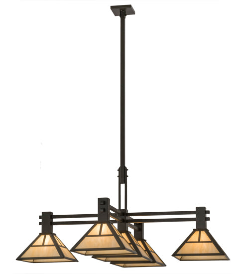 Meyda Lighting "T Mission" 48" 5-Light Timeless Bronze Island Pendant Light With Beige Sahara Taupe Idalight Shade Glass