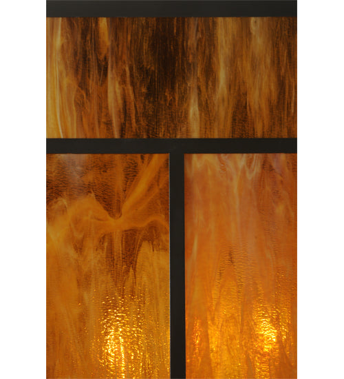 Meyda Lighting T Mission 51" 6-Light Timeless Bronze Lantern Pendant Light With Honey Art Shade Glass
