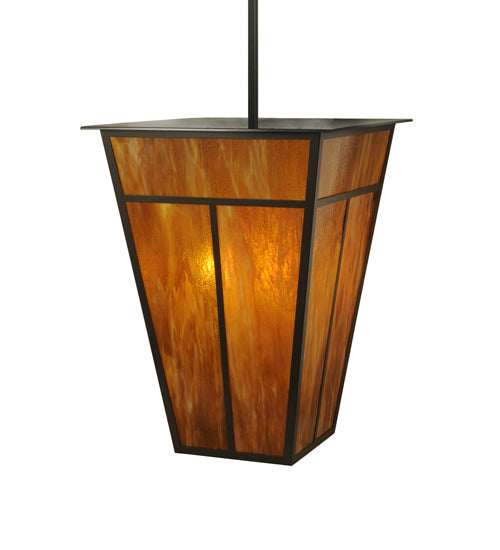 Meyda Lighting T Mission 51" 6-Light Timeless Bronze Lantern Pendant Light With Honey Art Shade Glass