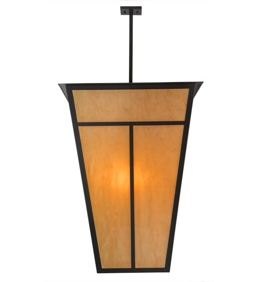 Meyda Lighting T Mission 51" 6-Light Timeless Bronze Pendant Light With Tawnyrock Idalight Shade Glass