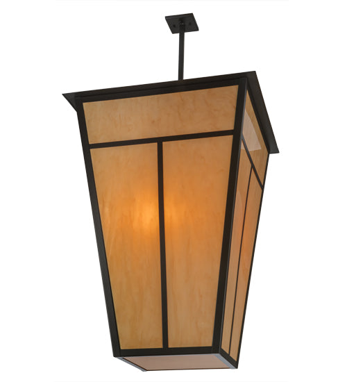 Meyda Lighting T Mission 51" 6-Light Timeless Bronze Pendant Light With Tawnyrock Idalight Shade Glass