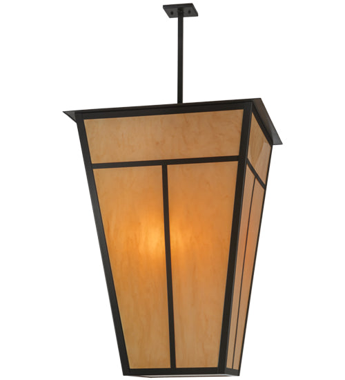 Meyda Lighting T Mission 51" 6-Light Timeless Bronze Pendant Light With Tawnyrock Idalight Shade Glass