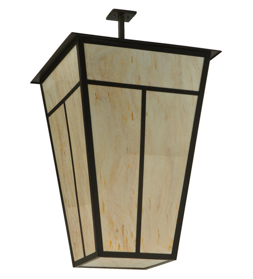 Meyda Lighting T Mission 51" 6-Light Timeless Bronze Pendant Light With Travertine Idalight Shade Glass