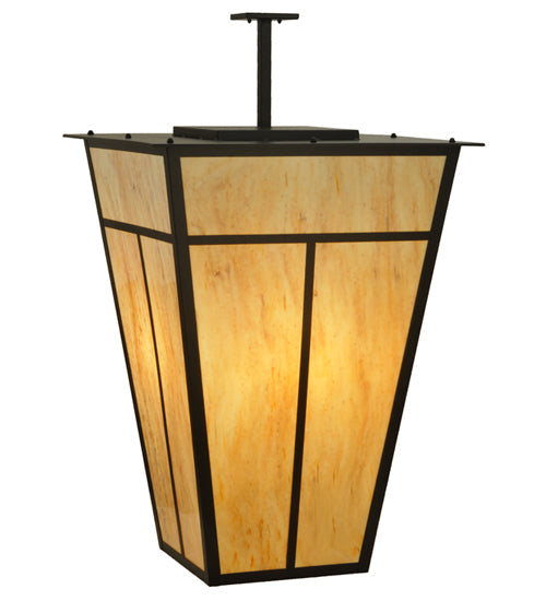 Meyda Lighting T Mission 51" 6-Light Timeless Bronze Pendant Light With Travertine Idalight Shade Glass