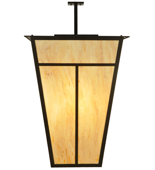 Meyda Lighting T Mission 51" 6-Light Timeless Bronze Pendant Light With Travertine Idalight Shade Glass