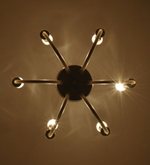 Meyda Lighting T Mission 51" 6-Light Timeless Bronze Pendant Light With Travertine Idalight Shade Glass