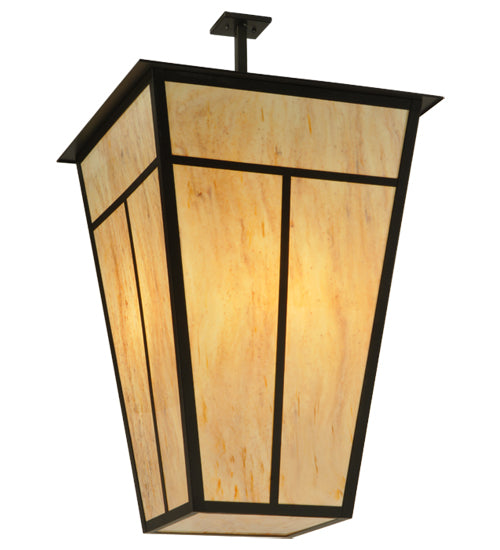 Meyda Lighting T Mission 51" 6-Light Timeless Bronze Pendant Light With Travertine Idalight Shade Glass