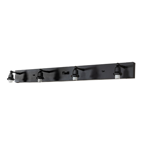 Meyda Lighting "T" Mission 52" 4-Light Old Wrought Iron Vanity Light With Beige Sahara Taupe Idalight Shade