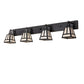 Meyda Lighting "T" Mission 52" 4-Light Old Wrought Iron Vanity Light With Beige Sahara Taupe Idalight Shade