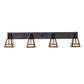 Meyda Lighting "T" Mission 52" 4-Light Old Wrought Iron Vanity Light With Beige Sahara Taupe Idalight Shade