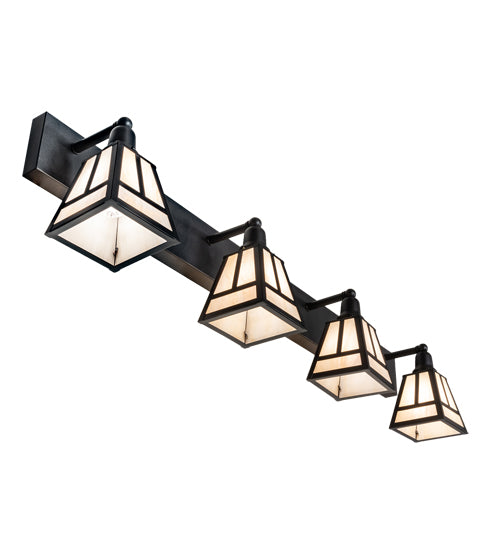Meyda Lighting "T" Mission 52" 4-Light Old Wrought Iron Vanity Light With Beige Sahara Taupe Idalight Shade