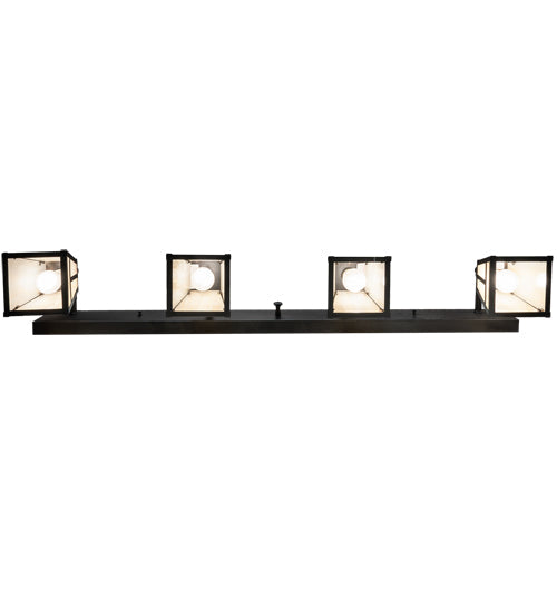 Meyda Lighting "T" Mission 52" 4-Light Old Wrought Iron Vanity Light With Beige Sahara Taupe Idalight Shade