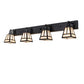 Meyda Lighting "T" Mission 52" 4-Light Old Wrought Iron Vanity Light With Beige Sahara Taupe Idalight Shade
