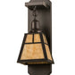 Meyda Lighting T Mission 6" Craftsman Brown Wall Sconce With Beige Art Shade Glass