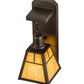 Meyda Lighting T Mission 6" Craftsman Brown Wall Sconce With Beige Art Shade Glass