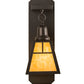 Meyda Lighting T Mission 6" Craftsman Brown Wall Sconce With Beige Art Shade Glass