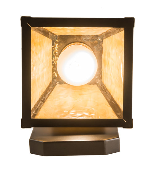 Meyda Lighting T Mission 6" Craftsman Brown Wall Sconce With Beige Art Shade Glass