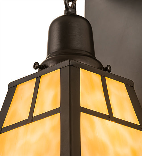 Meyda Lighting T Mission 6" Craftsman Brown Wall Sconce With Beige Art Shade Glass